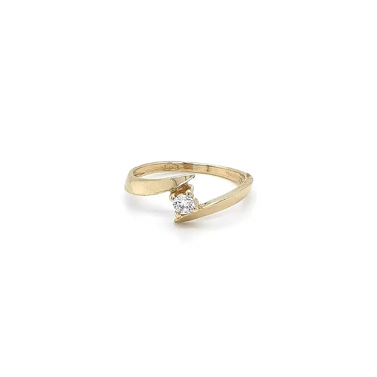 Gold Engagement Ring with Zircon