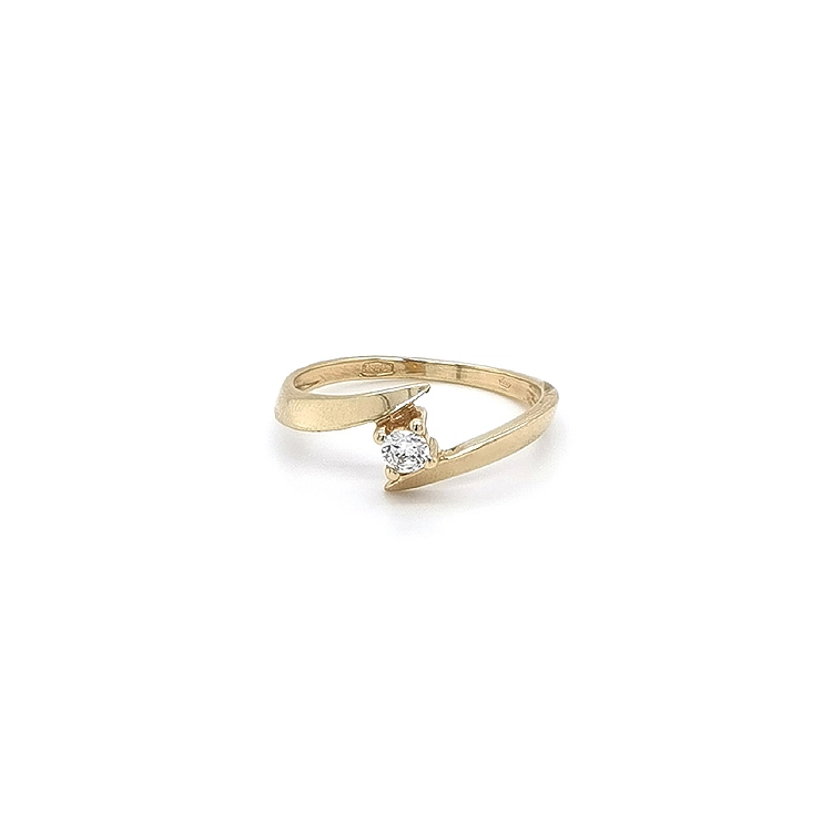 Gold Engagement Ring with Zircon