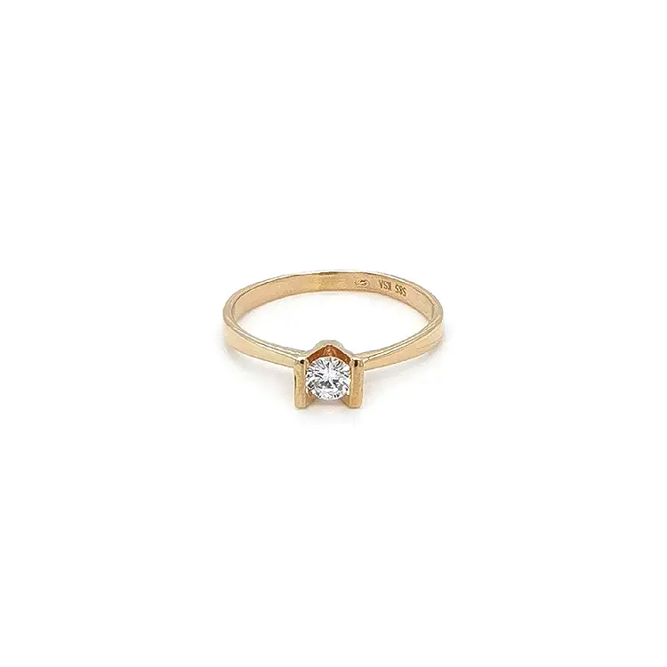 Gold Engagement Ring with Zircon