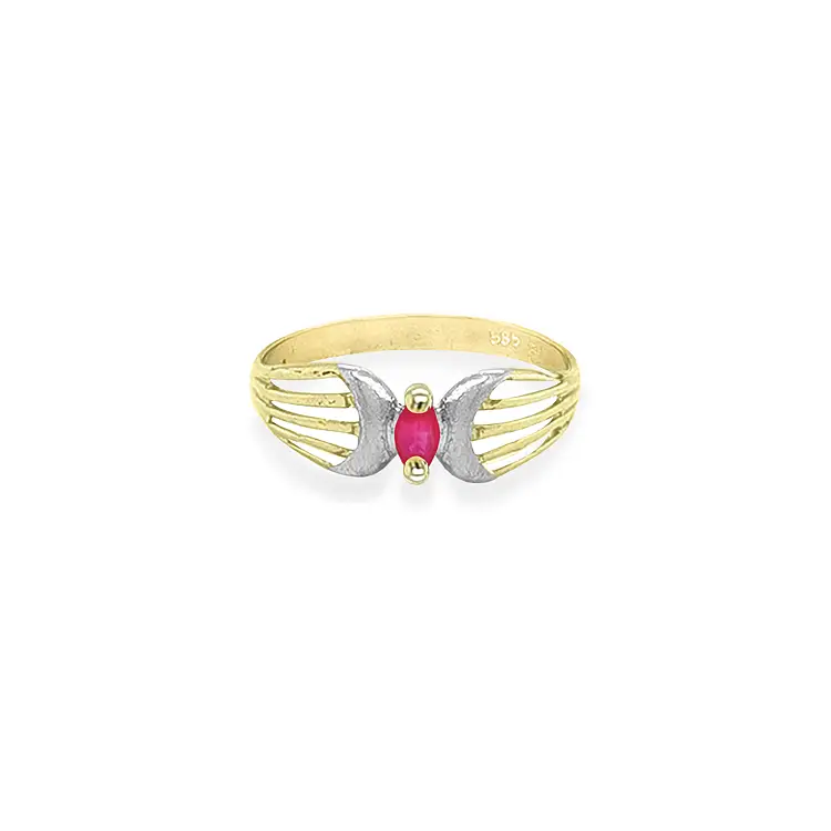 Exclusive Two-Tone Gold Ring with Ruby