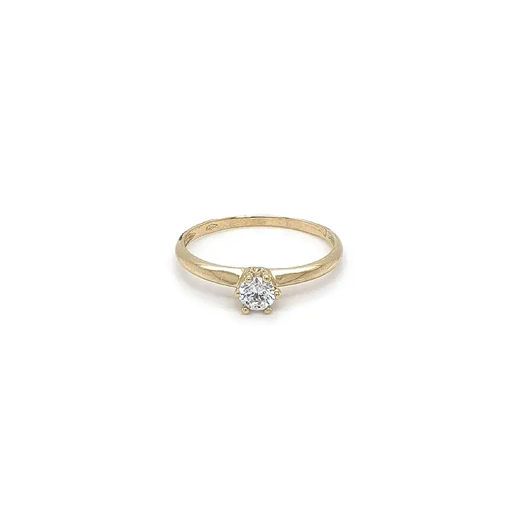 Gold Engagement Ring with Zircon