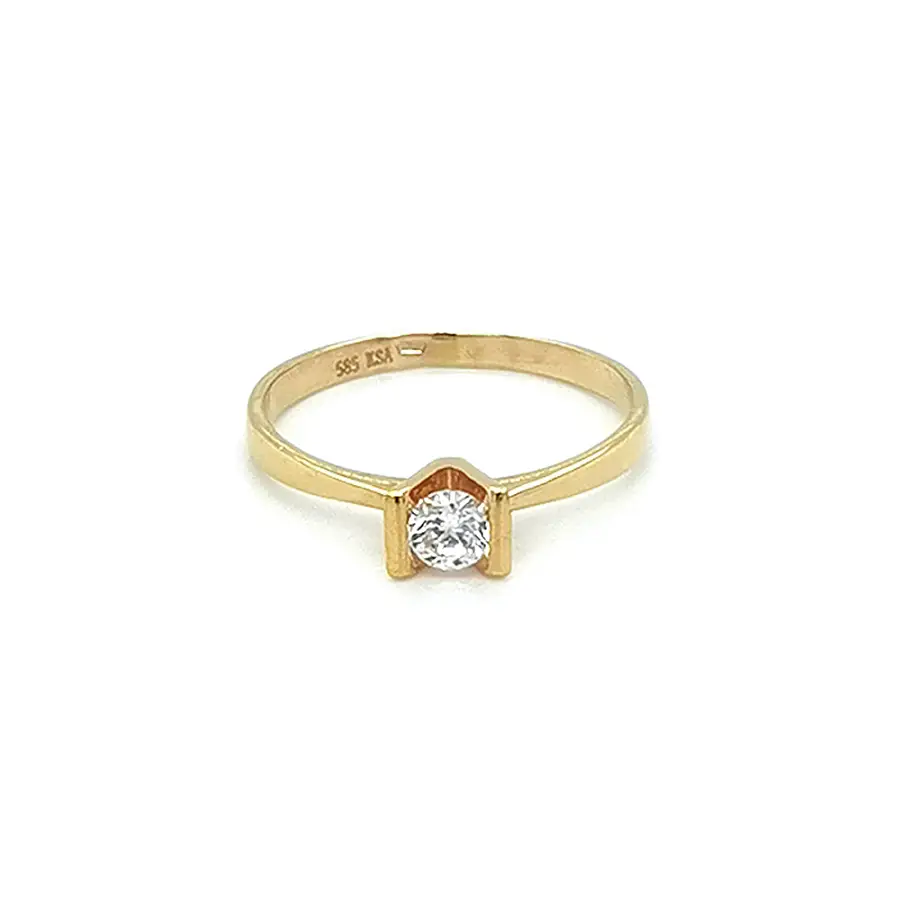 Gold Engagement Ring with Zircon