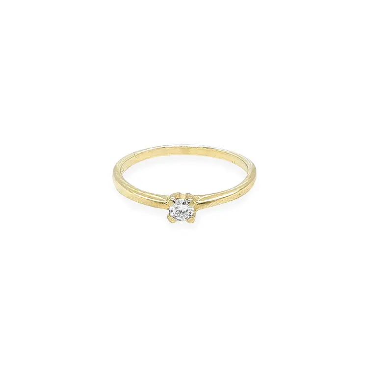 Gold Engagement Ring with Zircon