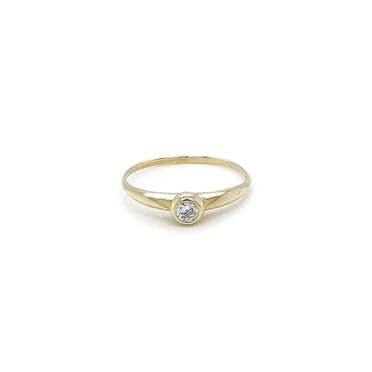 Gold Engagement Ring with Zircon