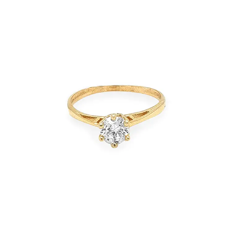 Gold Engagement Ring with Zircon