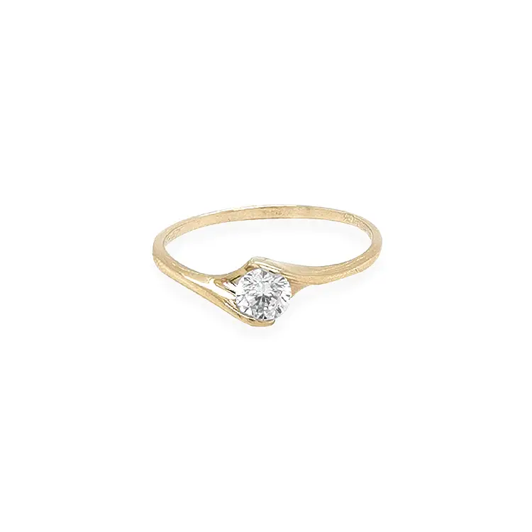Gold Engagement Ring with Zircon