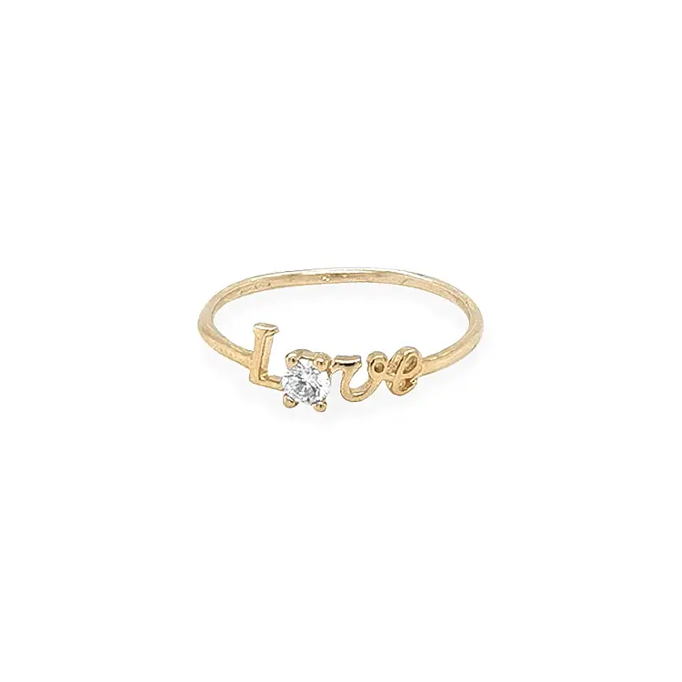 Gold Ring Love with Zircon