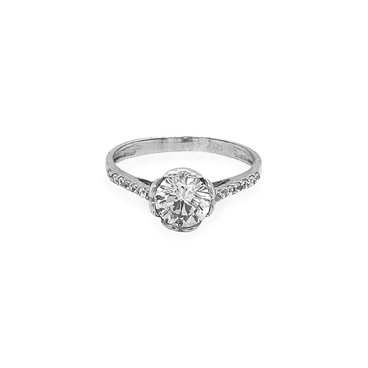 Gold Engagement Ring with Zircones