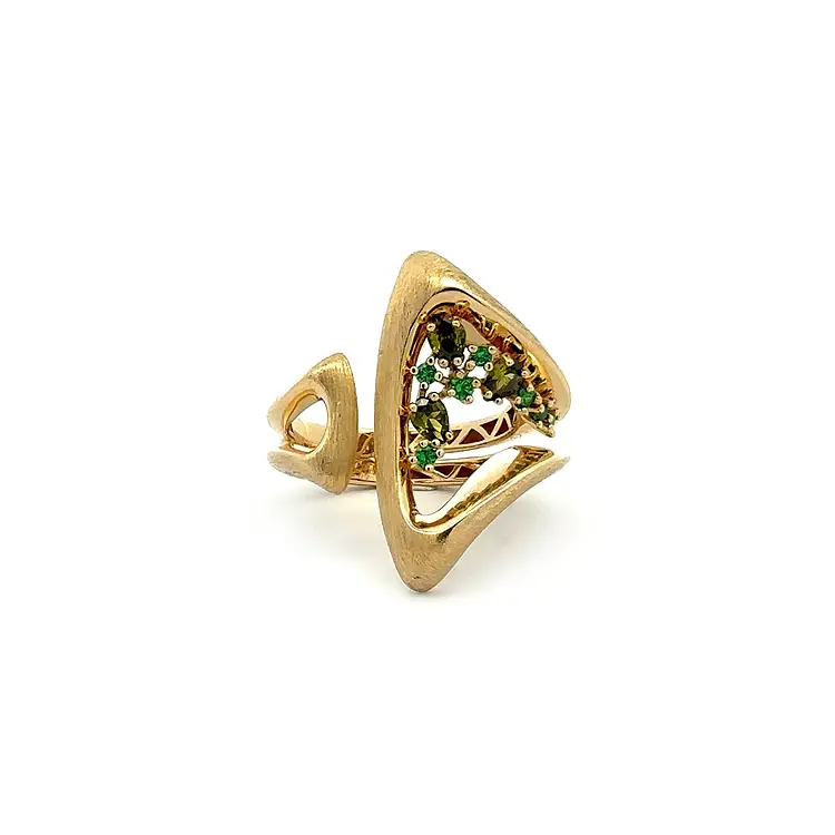 Gold Ring with Green Stones