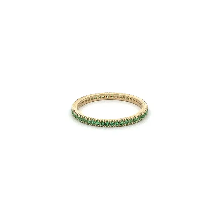 Gold Eternity Ring with Green Stones