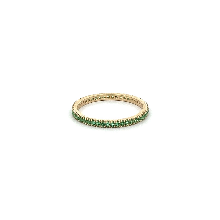 Gold Eternity Ring with Green Stones