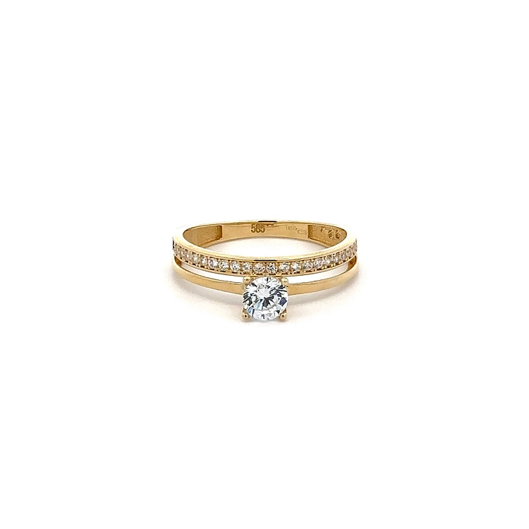Gold Engagement Ring with Zircones