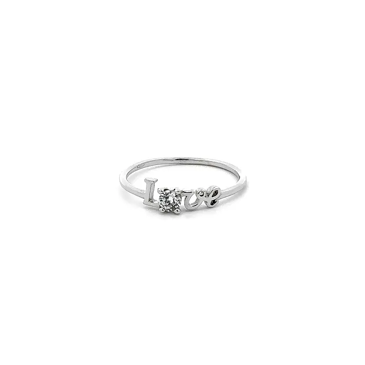 Love Ring with White Gold Zircon