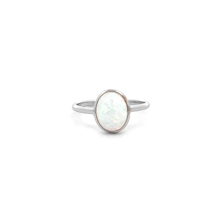 Ring with Opal from White Gold