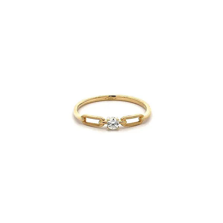Gold Engagement Ring with Zircon