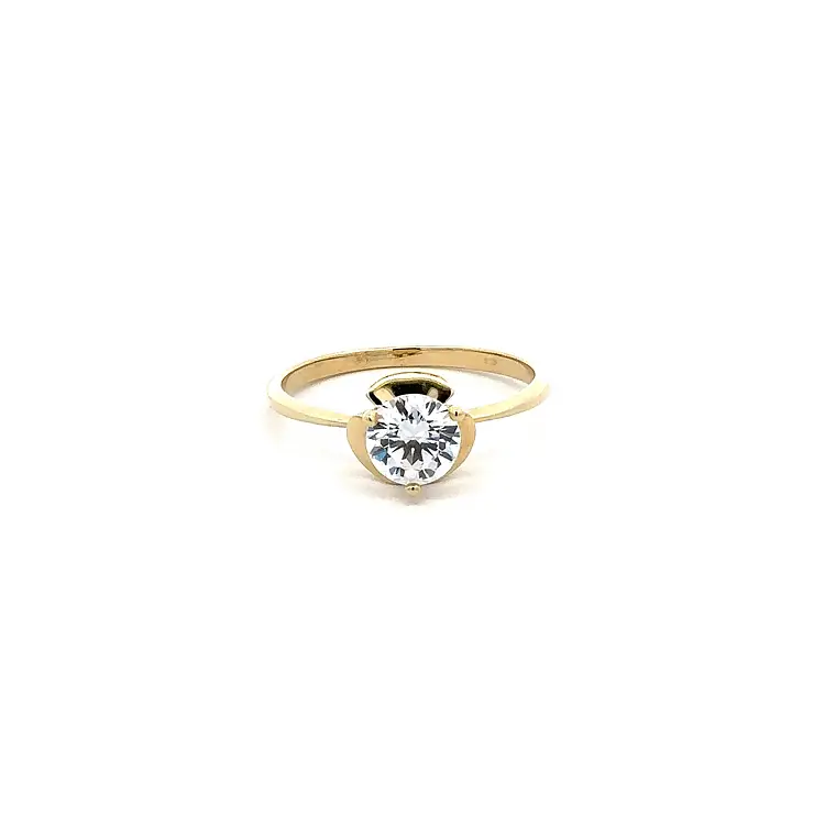 Gold Engagement Ring with Zircon