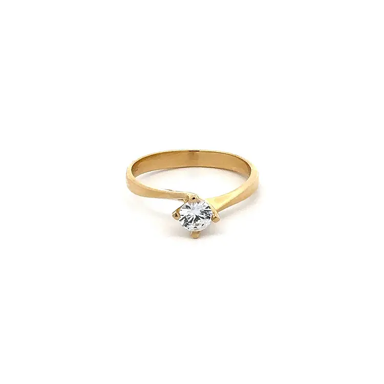 Gold Engagement Ring with Zircon