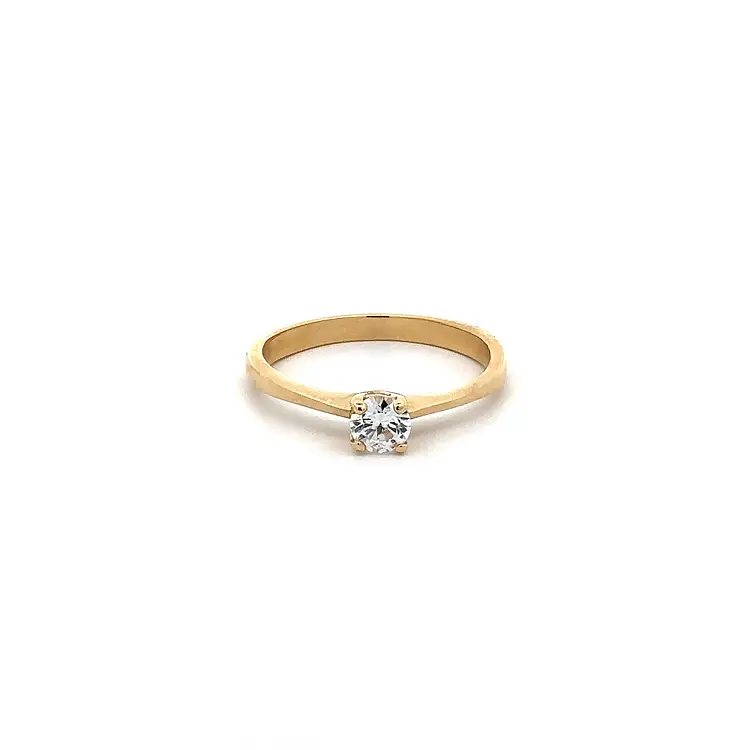 Gold Engagement Ring with Zircon