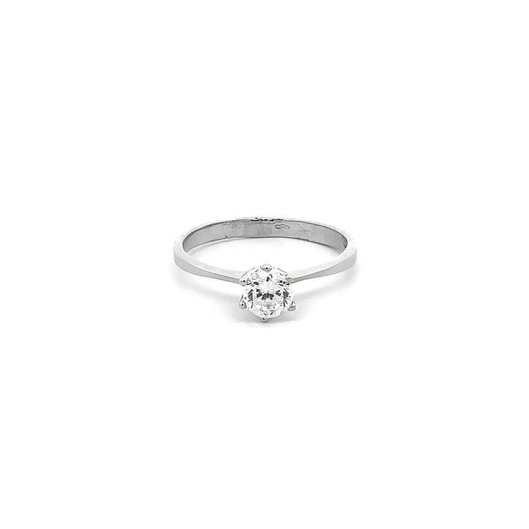 Engagement Ring with White Gold Zircon