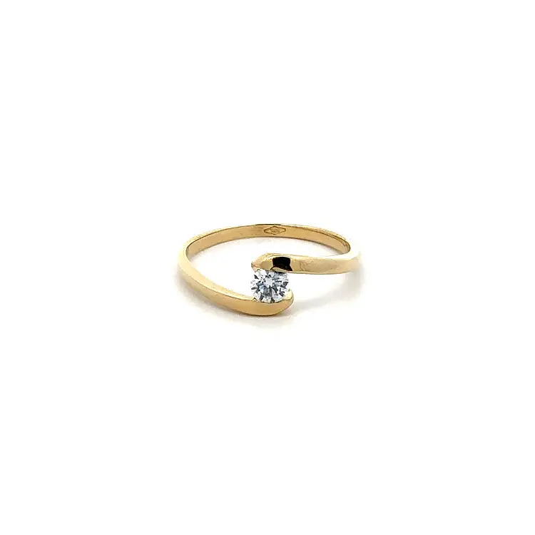 Gold Engagement Ring with Zircon