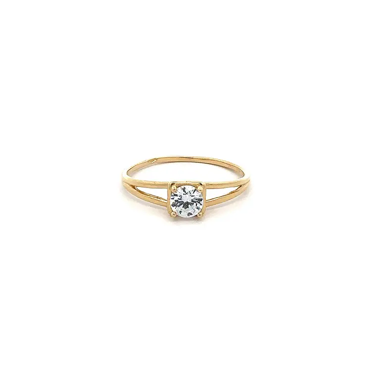 Gold Engagement Ring with Zircon