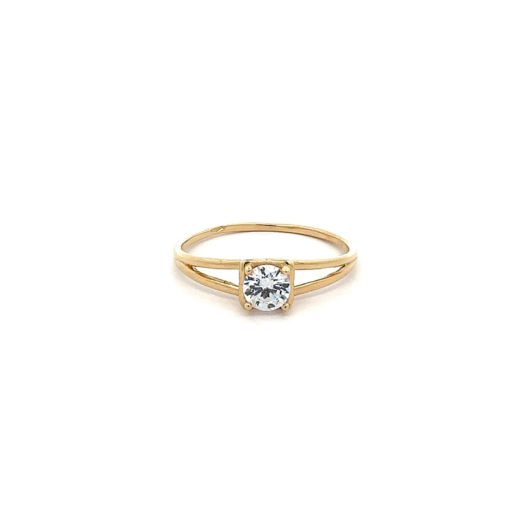 Gold Engagement Ring with Zircon