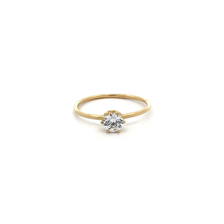 Gold Engagement Ring with Zircon