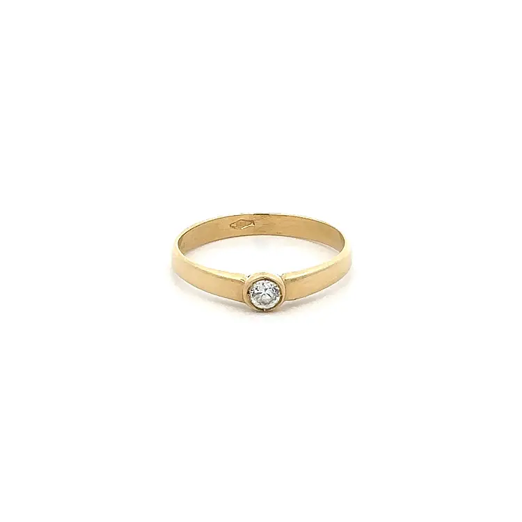 Gold Zircon Tooth Ring