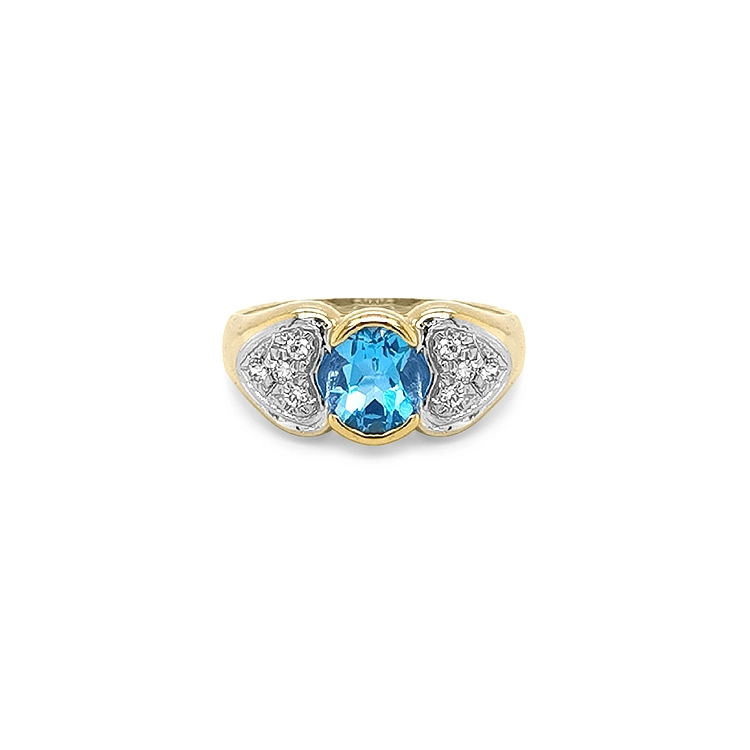 Exclusive Gold Ring with Blue Topaz and Zirconia