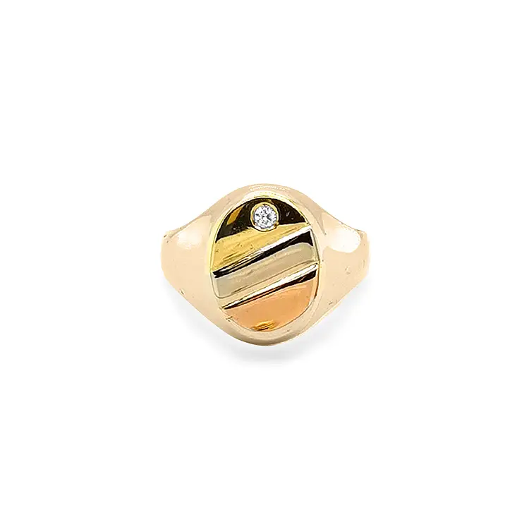 Golden Men's Ring with Zircon