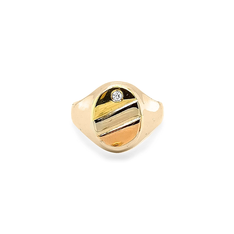 Golden Men's Ring with Zircon