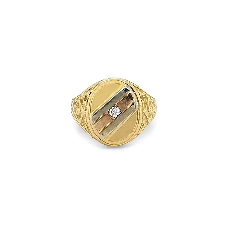 Golden Men's Ring with Zircon