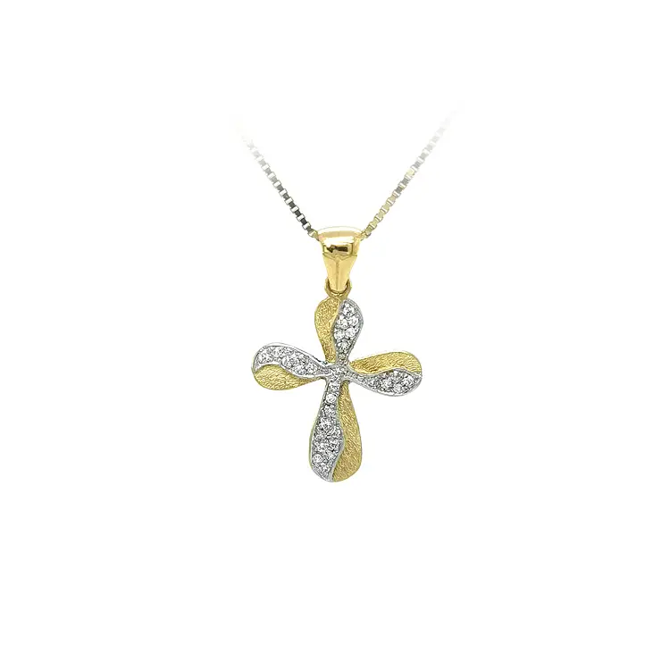 Golden Cross with Zircons