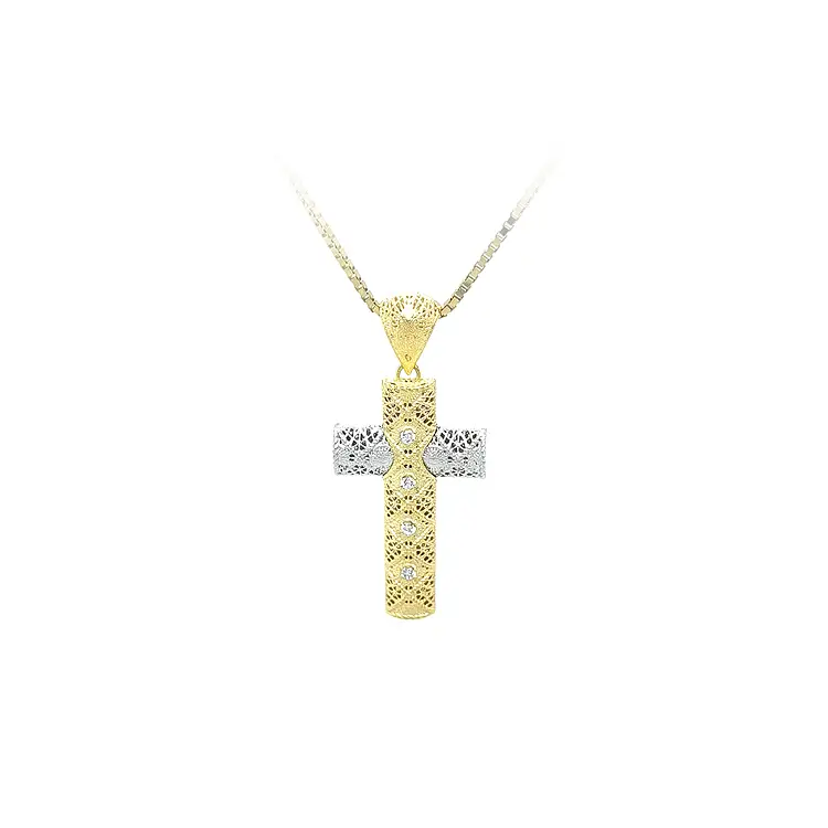 Cross made of Combination Gold with Zircones