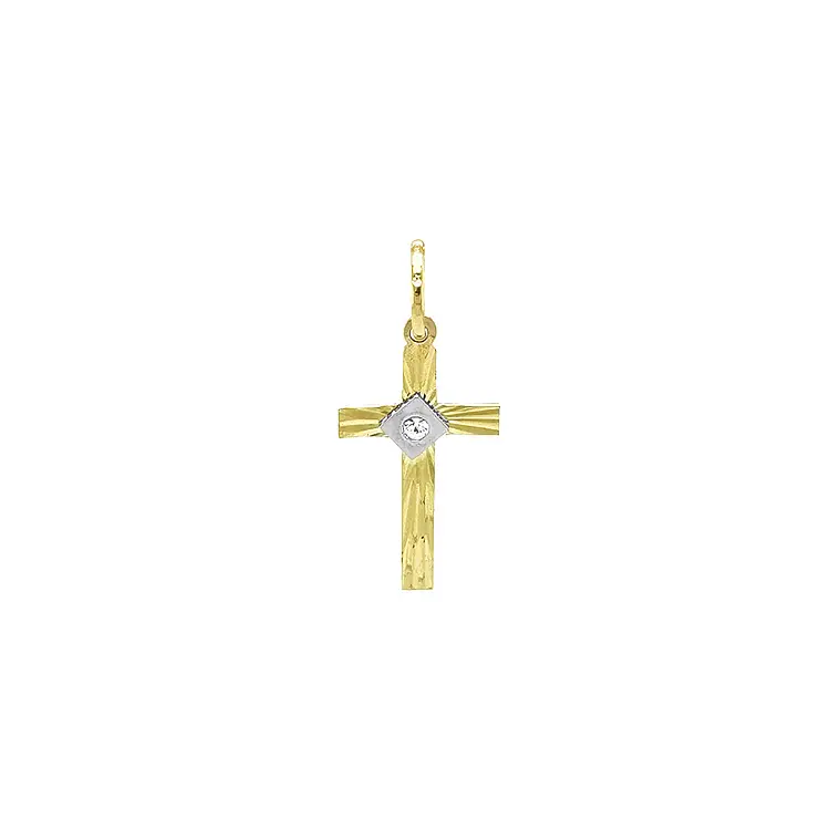 Gold Pendant Cross with Zircon