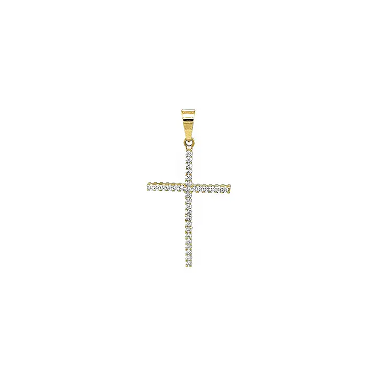 Gold Double-sided Cross with Zircons