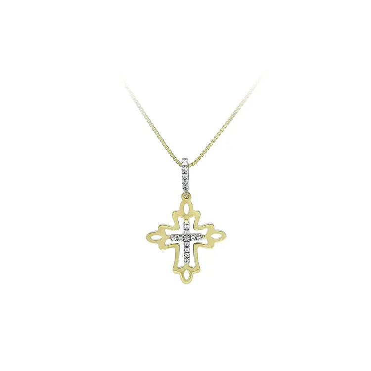 Cross with Zircones in Gold