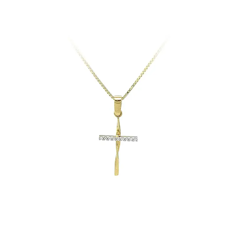 Pendant Cross with Zircones in Gold