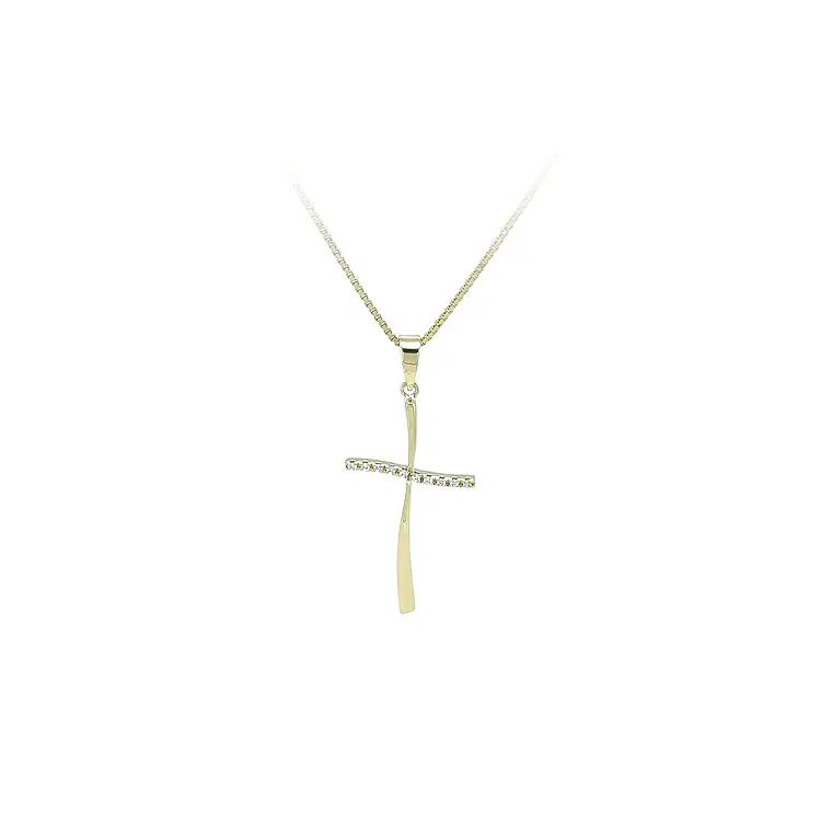 Gold Pendant Cross with Zircons