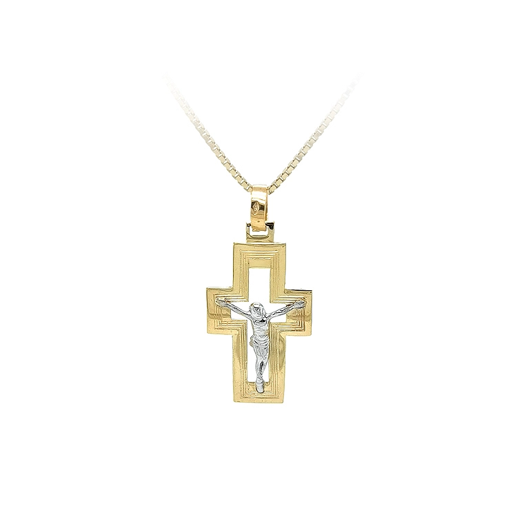 Gold Pendant Cross with Jesus Christ
