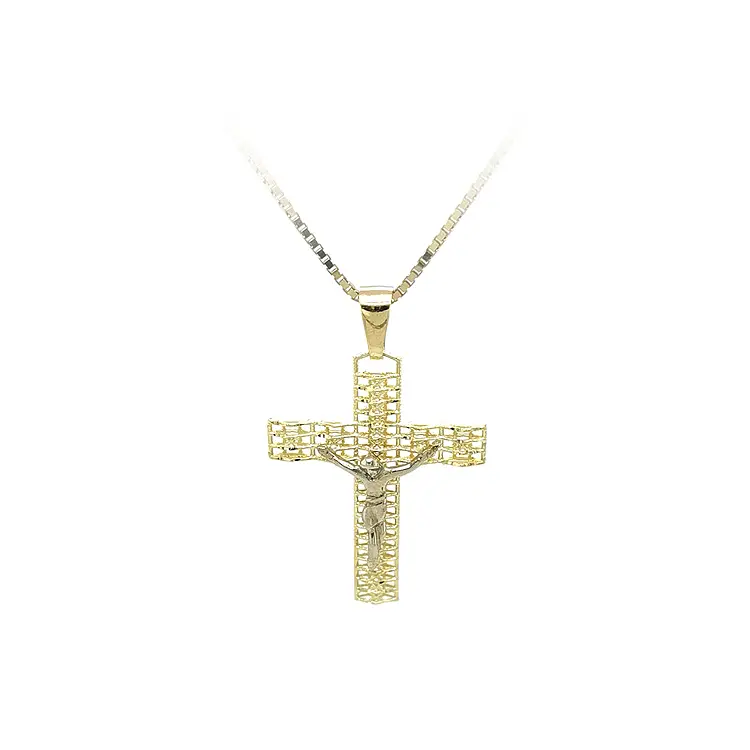 Gold Pendant Cross with Jesus Christ