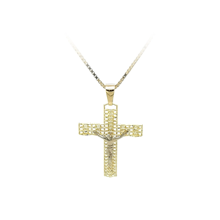 Gold Pendant Cross with Jesus Christ