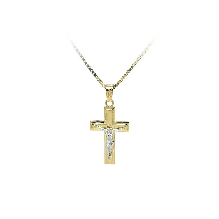 Gold Pendant Cross with Jesus Christ