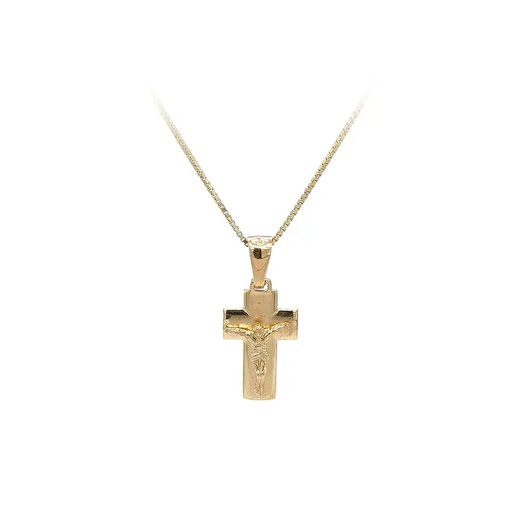 Gold Pendant Cross with Jesus Christ