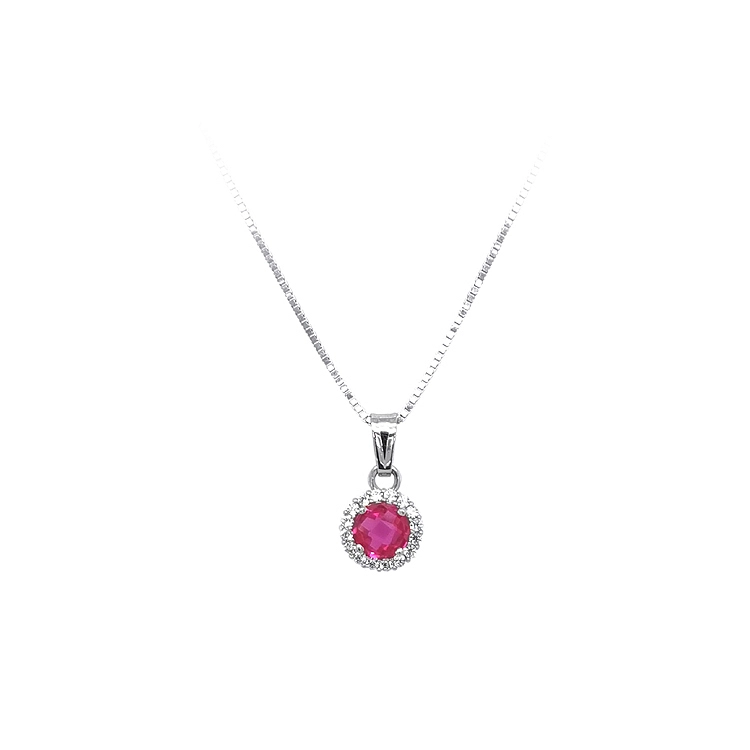 Pendant with Red Stone from White Gold