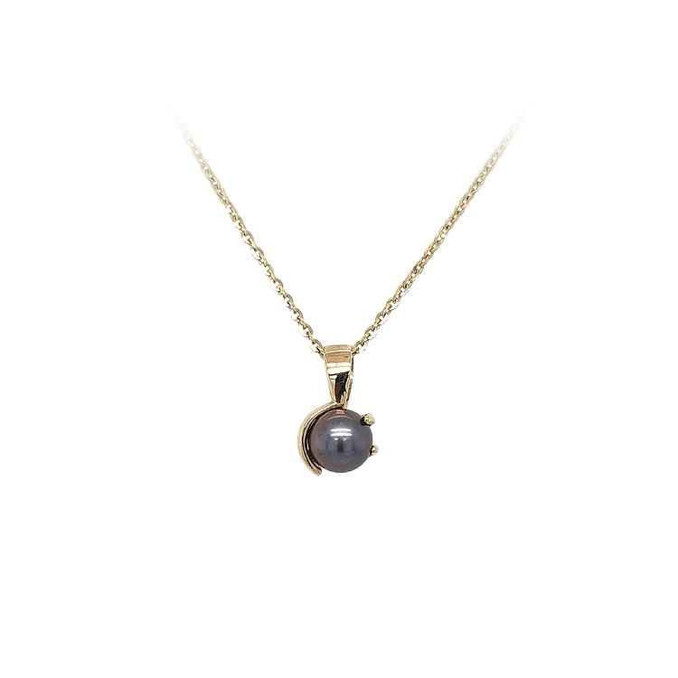 Gold Pendant Black Pearl