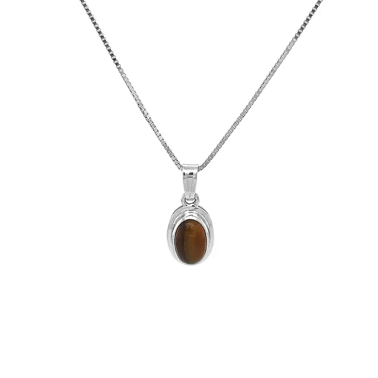 Gold Pendant with Tiger Eye