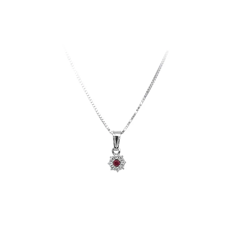 Pendant with Red Stone from White Gold
