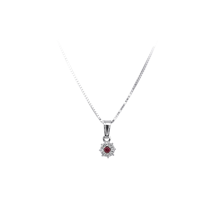 Pendant with Red Stone from White Gold
