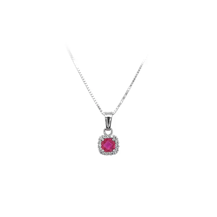 Pendant with Red Stone from White Gold